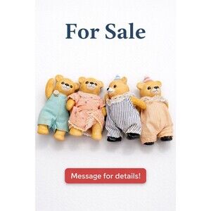 Vintage Teddy Bear Figurines Lot of 4 – Dressed Bears, Mini Decor